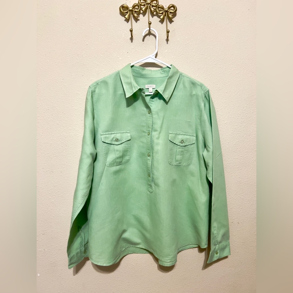 Talbots Mint Green Long Sleeve Button-Down Shirt